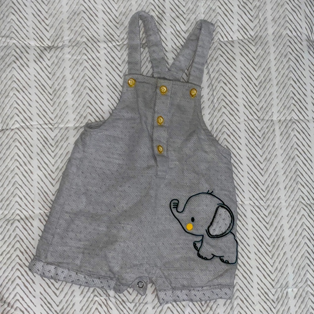 Jumper, used once, 3-6M, gray, black details and yellow details.